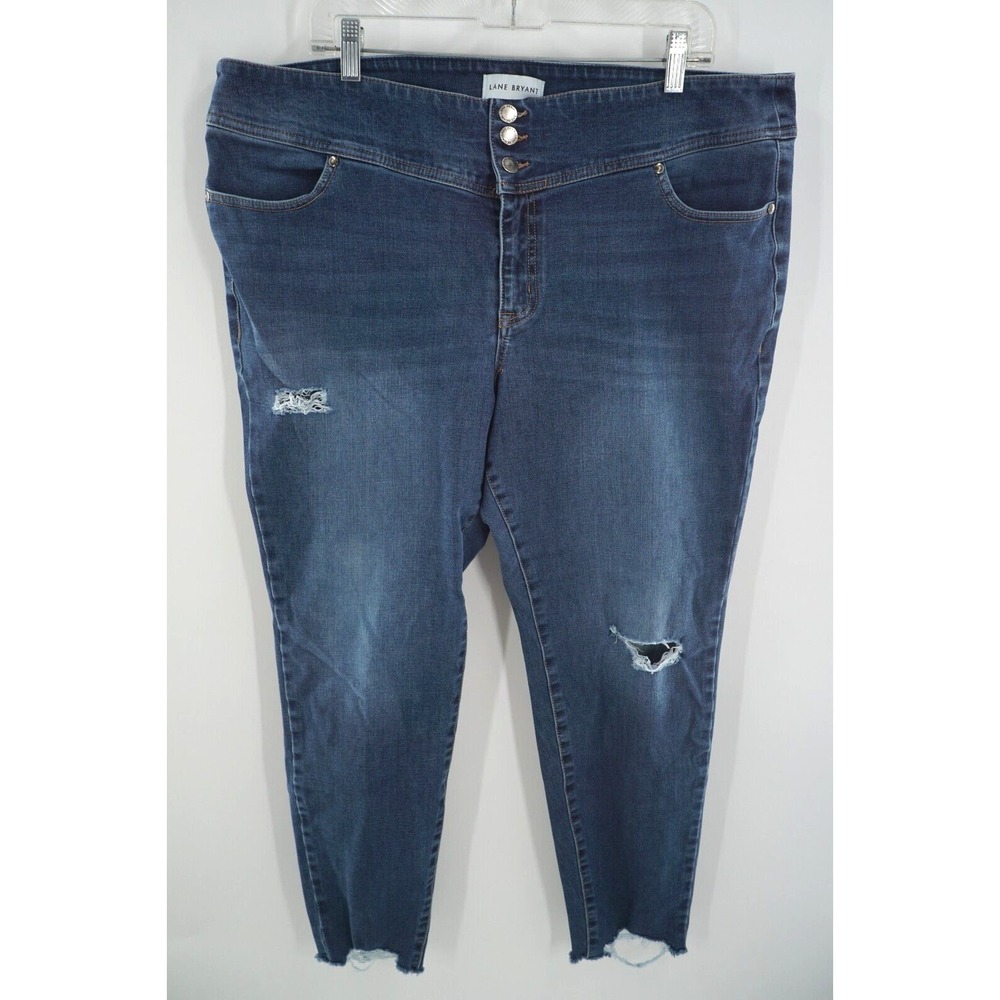 Lane Bryant Women Jeans Sz 20 Blue Cotton Blend Pockets Zipper Buttons